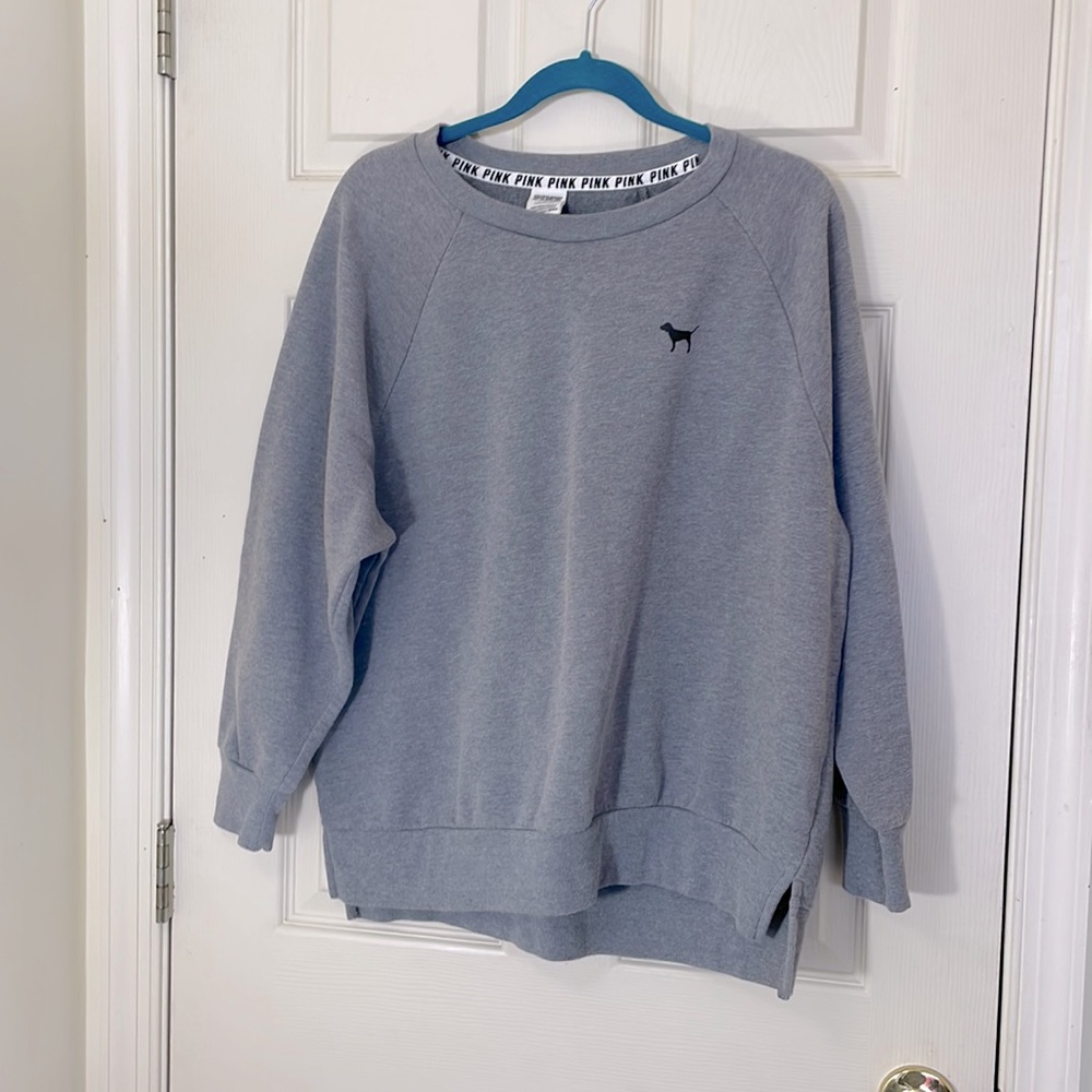 Pink Victoriaβs Secret Gray Sweatshirt Size Large